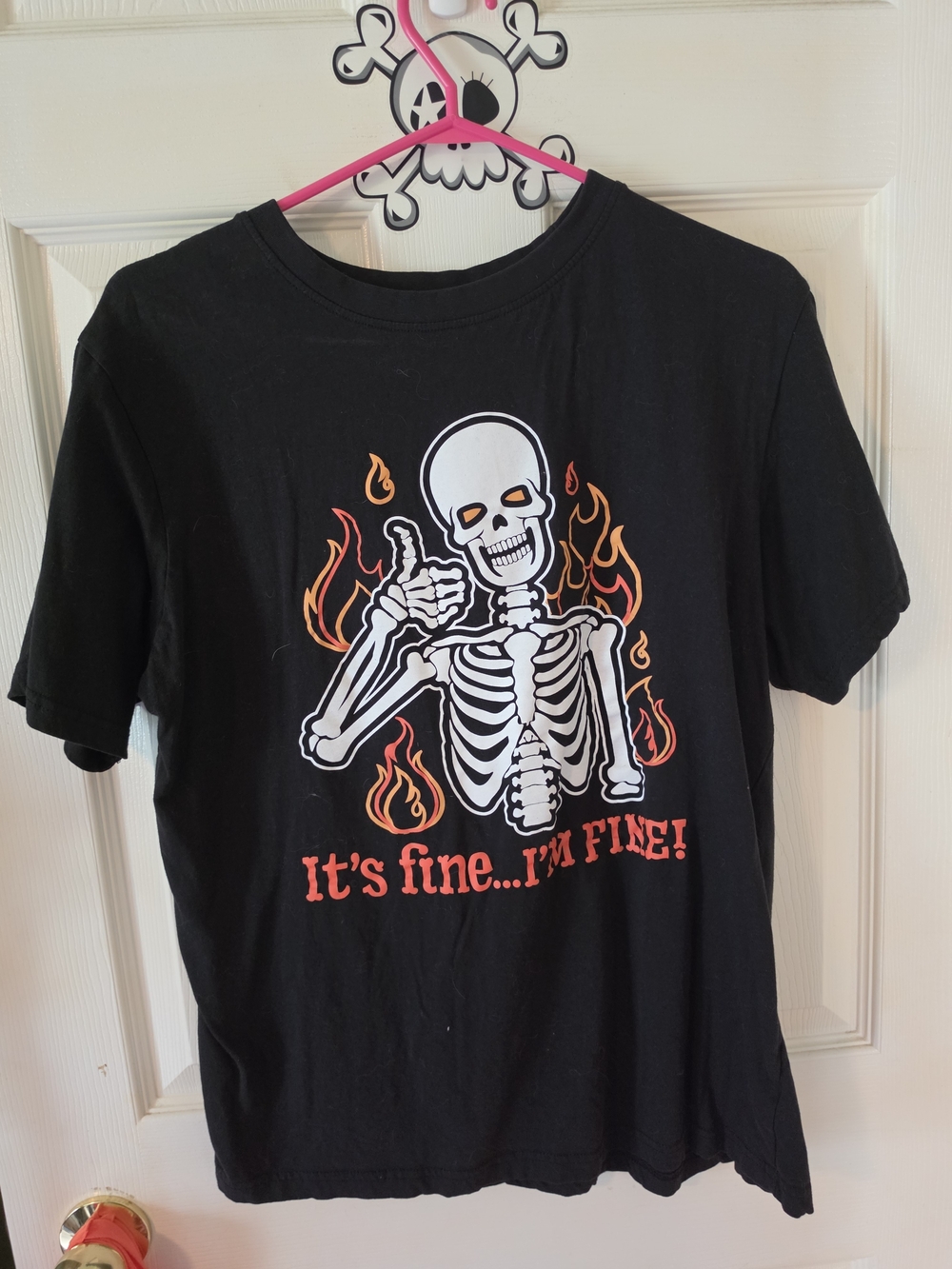 Black Skeleton Graphic Tee - "It's Fine... I'm Fine!"